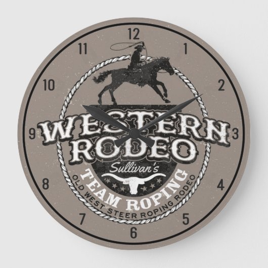 Grande Horloge Ronde Western Rodeo Old West Steer Roping (Recto)