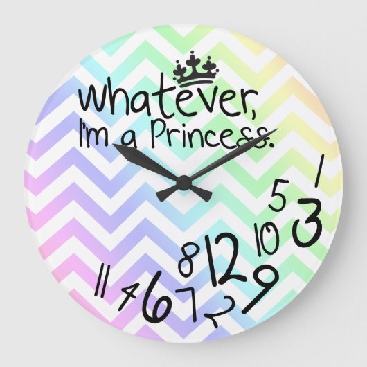Grande Horloge Ronde Whatever, I'm a Princess - rainbow chevron (Recto)