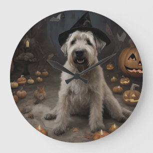 Grande Horloge Ronde Wheaten Terrier Citrouille Halloween effroi