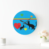 Grande Horloge Ronde Whimsical Black Cats and Rainbow Round Clock (Maison)
