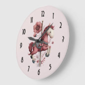 Grande Horloge Ronde Whimsical Carousel Horse Image (Angle)