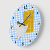 Grande Horloge Ronde Whimsical Chicken and Waffle Kitchen Wall Clock (Angle)