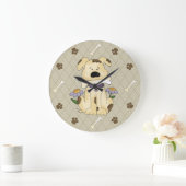 Grande Horloge Ronde Whimsical dog with Bone Wall Clock (Maison)