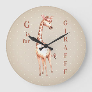 Grande Horloge Ronde Whimsical G est pour les Pois de GIRAFFE