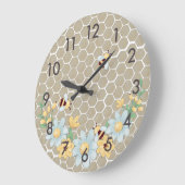 Grande Horloge Ronde Whimsical Honey Bee (Angle)