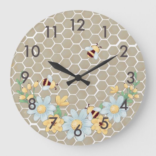 Grande Horloge Ronde Whimsical Honey Bee (Recto)