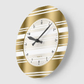 Grande Horloge Ronde White and Gold Stripes Pattern (Angle)