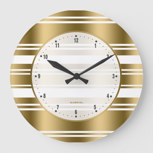 Grande Horloge Ronde White and Gold Stripes Pattern (Recto)