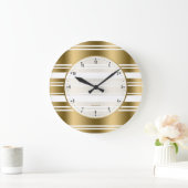 Grande Horloge Ronde White and Gold Stripes Pattern (Maison)
