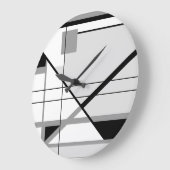 Grande Horloge Ronde White Black Gray Geometric Abstract (Angle)