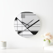 Grande Horloge Ronde White Black Gray Geometric Abstract (Maison)