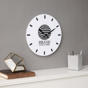 Grande Horloge Ronde White Custom Business Logo Entreprise