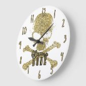 Grande Horloge Ronde White Glam to the Bone Gold Glitter Skull (Angle)