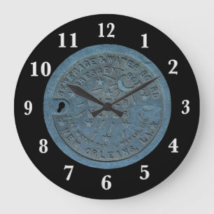 Grande Horloge Ronde White Numbers de la Nouvelle-Orléans