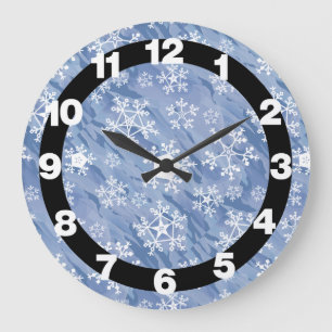 Grande Horloge Ronde White Snowflakes