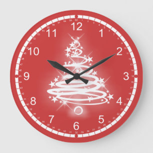 Grande Horloge Ronde White Zen Christmas Tree
