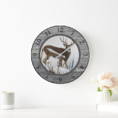 Grande Horloge Ronde Whitetail Deer Rustic (Maison)