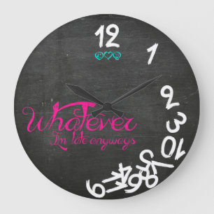 Grande Horloge Ronde Whtaever de menthe, rose et blanc je suis en