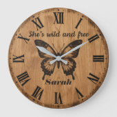 Grande Horloge Ronde Wild & Free Wall Clock | Custom Name Gift (Recto)