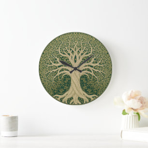 Grande Horloge Ronde William Morris Arbre de Vie Vintage Préraphaélite