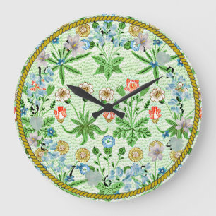 Grande Horloge Ronde William Morris design floral vintage, Daisy
