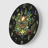 Grande Horloge Ronde William Morris Feuilles Et Fleurs (Angle)