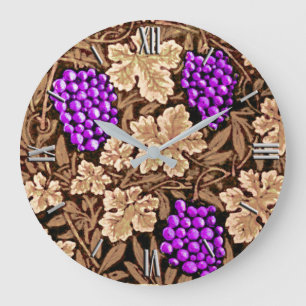 Grande Horloge Ronde William Morris Grapevine, Brown et violet