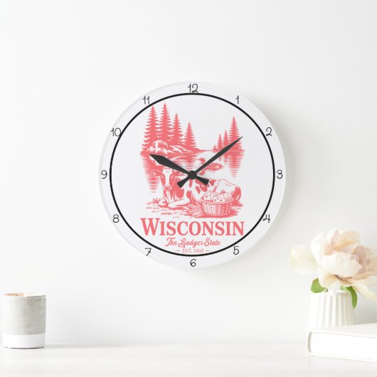 Grande Horloge Ronde Wisconsin Badger State Cow  (Maison)