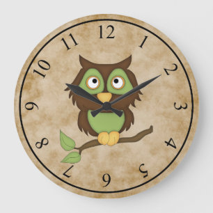 Grande Horloge Ronde Wise Owl