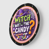 Grande Horloge Ronde Witch Way To The Candy Halloween (Angle)