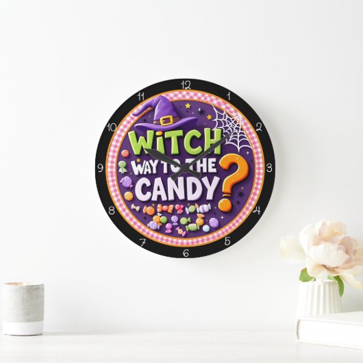 Grande Horloge Ronde Witch Way To The Candy Halloween (Maison)