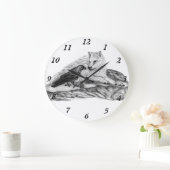 Grande Horloge Ronde Wolf and Raven black and white design (Maison)