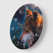 Grande Horloge Ronde Wolf et la lune à minuit (Angle)