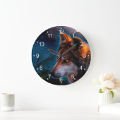 Grande Horloge Ronde Wolf et la lune à minuit (Maison)