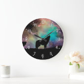 Grande Horloge Ronde Wolf hurle à l'univers (Maison)