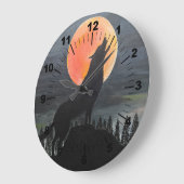 Grande Horloge Ronde Wolf Silhouette Painting by Alfred Fox (Angle)