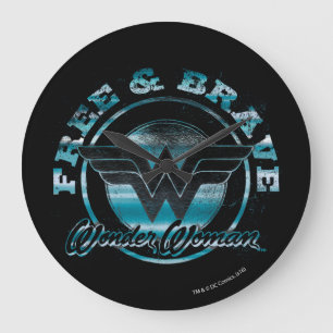 Grande Horloge Ronde Wonder Woman Free & Brave Grunge Graphic