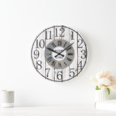 Grande Horloge Ronde Wood and metal faux (Maison)