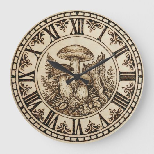 Grande Horloge Ronde Woodland Mushroom Wall Clock (Recto)