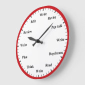 Grande Horloge Ronde Writer's Clock - Writing Job Fun Red Wall Clock (Angle)