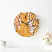 Grande Horloge Ronde Wut ? / Illustration d'un chat orange (Maison)