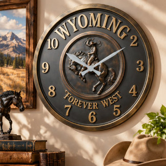 Grande Horloge Ronde Wyoming Forever West Bucking Horse Bronze