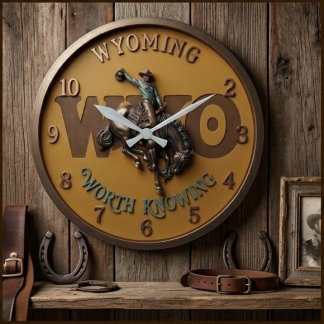 Grande Horloge Ronde Wyoming Worth Knowing Bucking Horse Cowboy