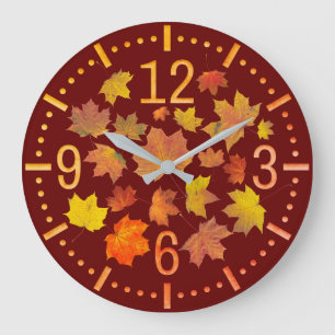 Grande Horloge Ronde Yellow And Orange Maple Leaves