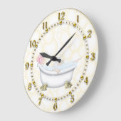 Grande Horloge Ronde Yellow Bathroom Bubbles (Angle)