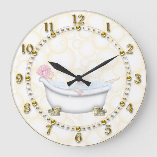 Grande Horloge Ronde Yellow Bathroom Bubbles (Recto)