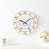 Grande Horloge Ronde Yellow Bathroom Bubbles (Maison)