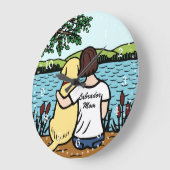 Grande Horloge Ronde Yellow Labrador et maman 2 (Angle)