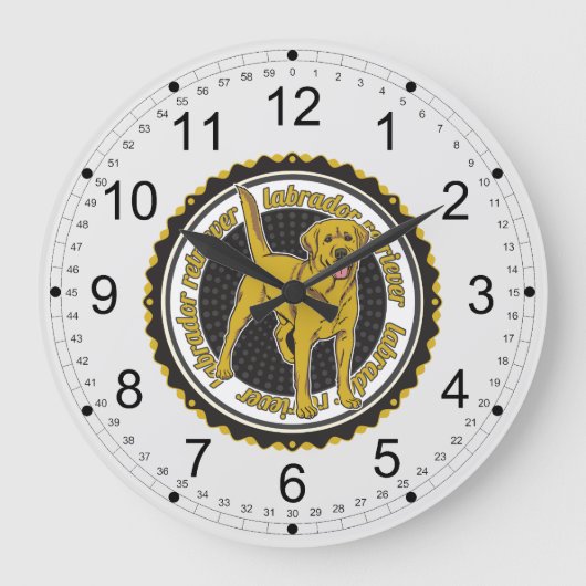 Grande Horloge Ronde Yellow Labrador Retriever (Recto)