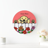 Grande Horloge Ronde Yellow Labrador Watching (Maison)